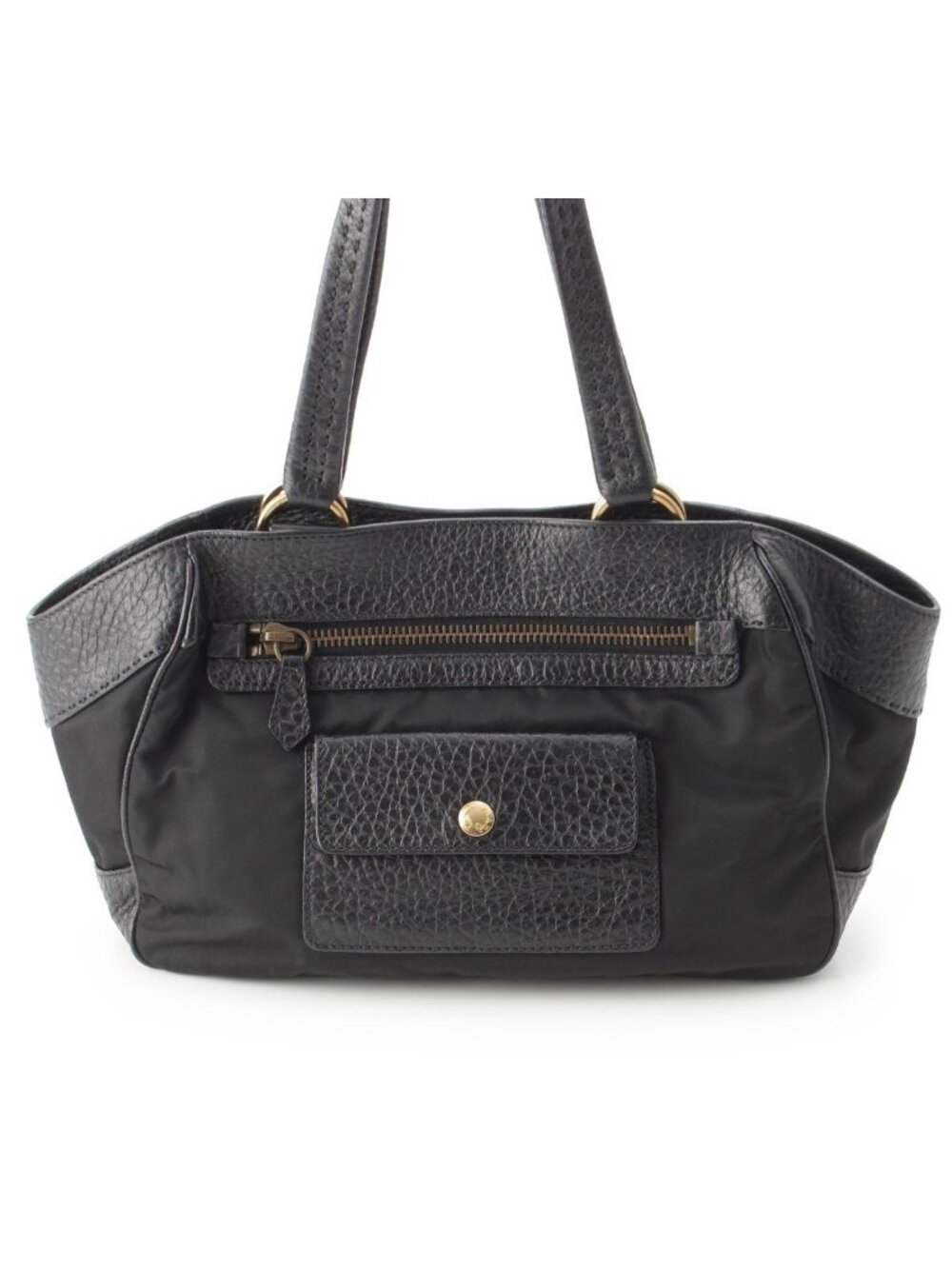 Prada Leather Nylon Trim Handbag Black - Picture 2 of 10